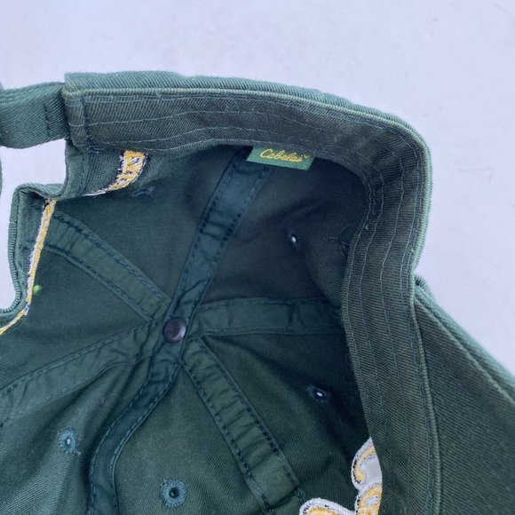 Mens Cabela's Hat Baseball Cap Green Yellow White Adjustable Strapback One Size - Picture 7 of 7